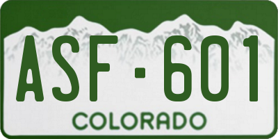 CO license plate ASF601