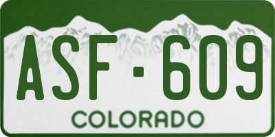 CO license plate ASF609