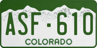 CO license plate ASF610