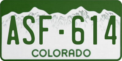 CO license plate ASF614