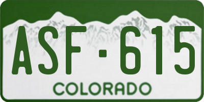 CO license plate ASF615