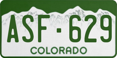 CO license plate ASF629