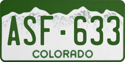 CO license plate ASF633