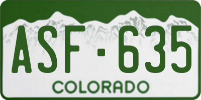 CO license plate ASF635