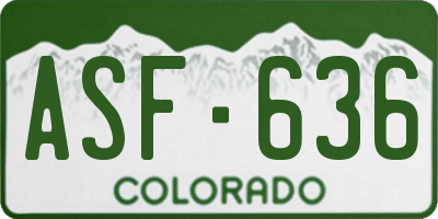 CO license plate ASF636
