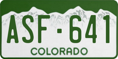 CO license plate ASF641