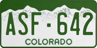 CO license plate ASF642