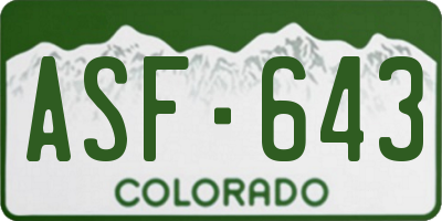 CO license plate ASF643