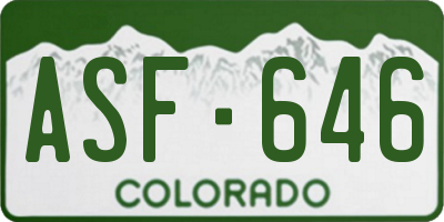 CO license plate ASF646