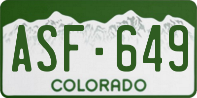 CO license plate ASF649
