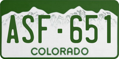 CO license plate ASF651