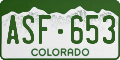 CO license plate ASF653