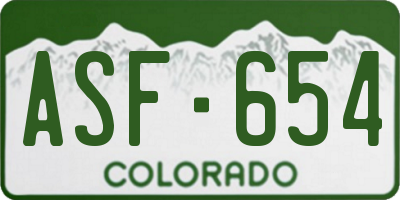 CO license plate ASF654