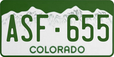 CO license plate ASF655