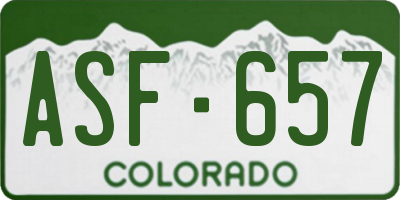 CO license plate ASF657