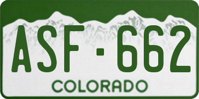 CO license plate ASF662