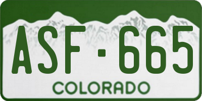 CO license plate ASF665