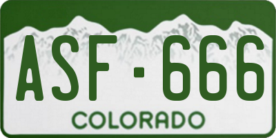 CO license plate ASF666