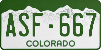 CO license plate ASF667