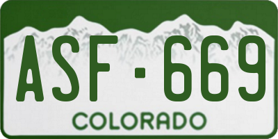 CO license plate ASF669