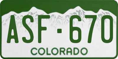 CO license plate ASF670