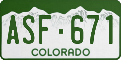 CO license plate ASF671