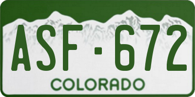 CO license plate ASF672