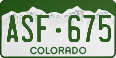 CO license plate ASF675