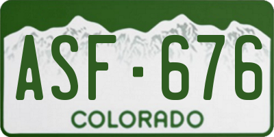 CO license plate ASF676