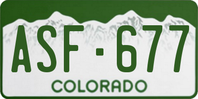 CO license plate ASF677