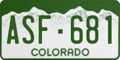 CO license plate ASF681