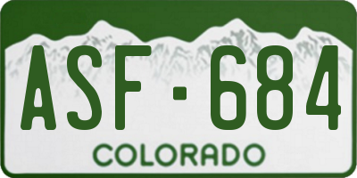 CO license plate ASF684