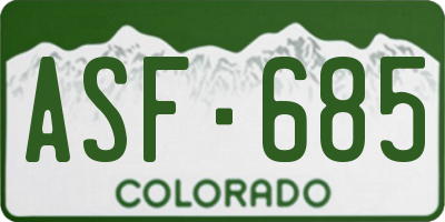 CO license plate ASF685