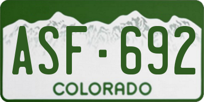 CO license plate ASF692
