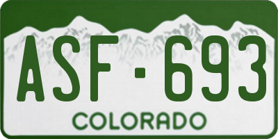 CO license plate ASF693