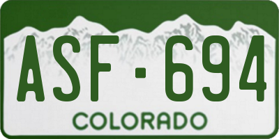 CO license plate ASF694