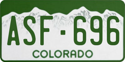 CO license plate ASF696