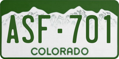 CO license plate ASF701