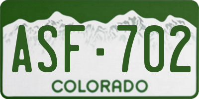 CO license plate ASF702