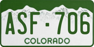 CO license plate ASF706