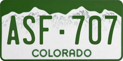 CO license plate ASF707