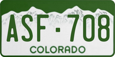 CO license plate ASF708