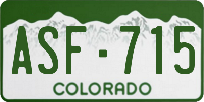 CO license plate ASF715