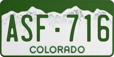 CO license plate ASF716