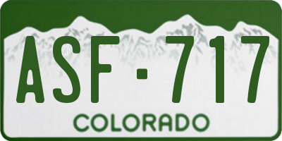 CO license plate ASF717