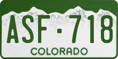 CO license plate ASF718