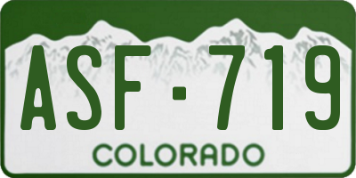 CO license plate ASF719