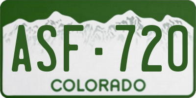CO license plate ASF720