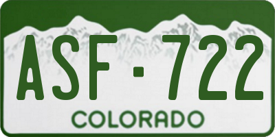 CO license plate ASF722