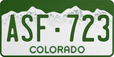 CO license plate ASF723